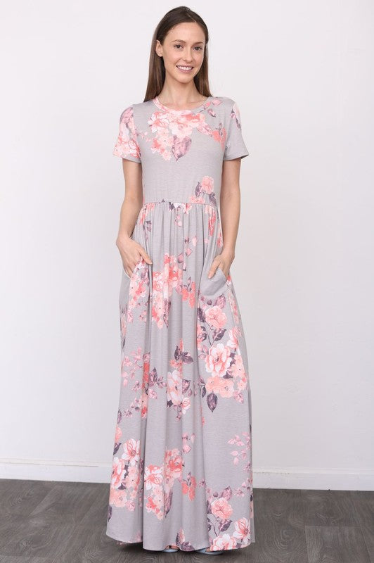 Short Sleeve Floral Maxi Dress