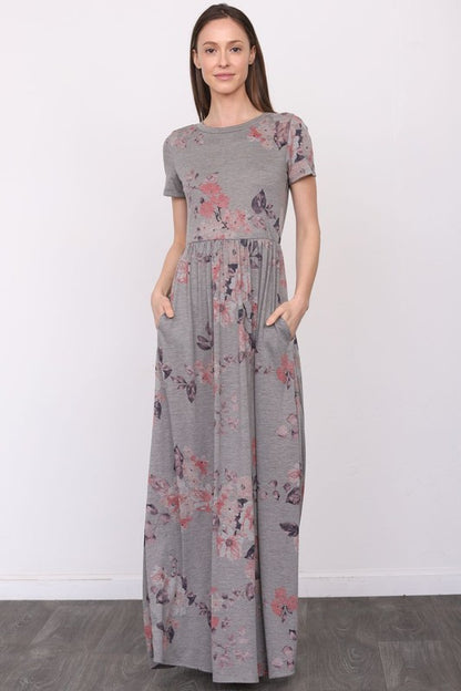 Short Sleeve Floral Maxi Dress