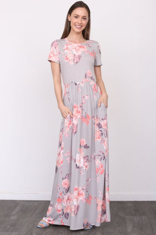 Short Sleeve Floral Maxi Dress