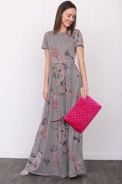 Short Sleeve Floral Maxi Dress