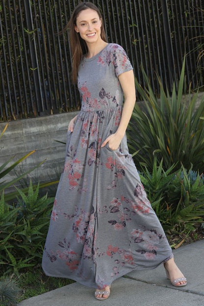 Short Sleeve Floral Maxi Dress