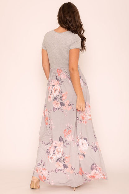 Plus Short Sleeve Floral Maxi Dress