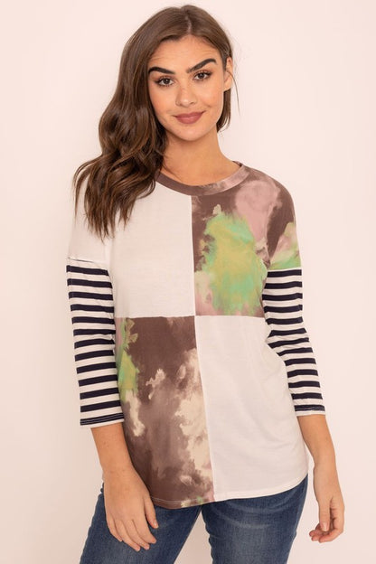 Plus Tie Dye Color Block Tunic