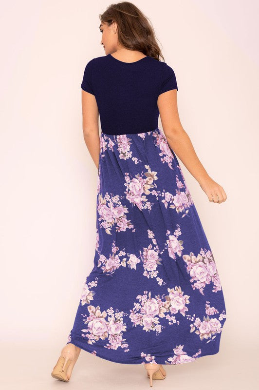 Plus Short Sleeve Floral Maxi Dress