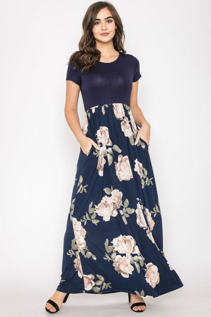 Short Sleeve Floral Maxi Dress