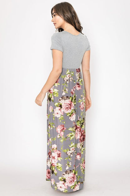 Short Sleeve Floral Maxi Dress