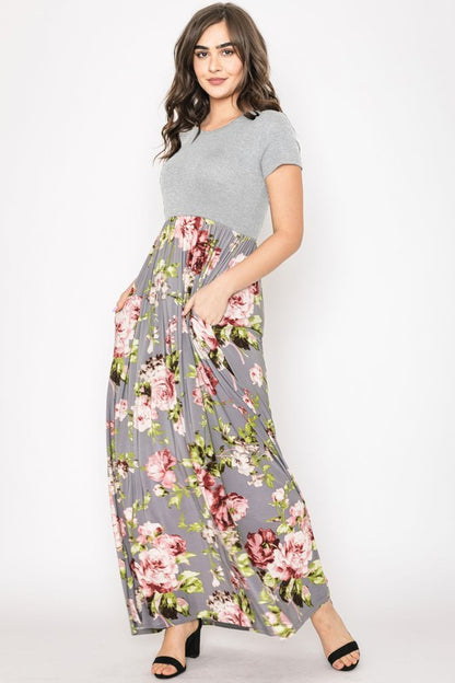 Short Sleeve Floral Maxi Dress