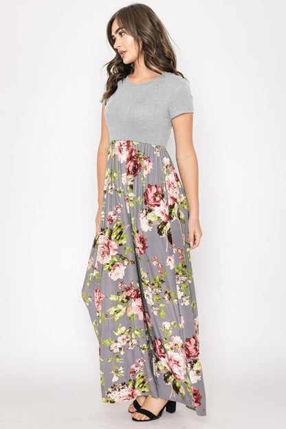 Short Sleeve Floral Maxi Dress