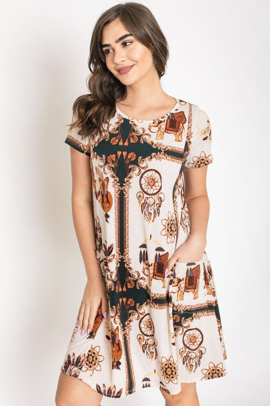 Plus Dream Catcher Print Shift Dress