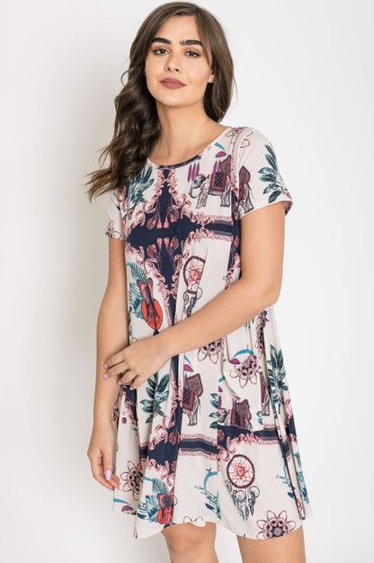 Plus Dream Catcher Print Shift Dress