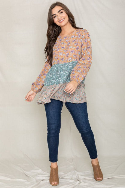 Woven Ditsy Floral Tiered Tunic