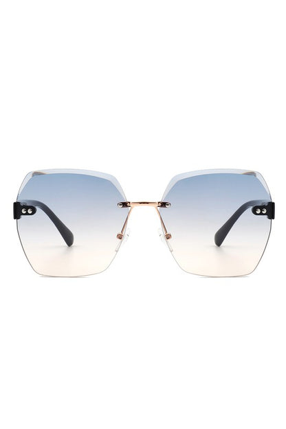 Oversize Square Geometric Rimless Sunglasses