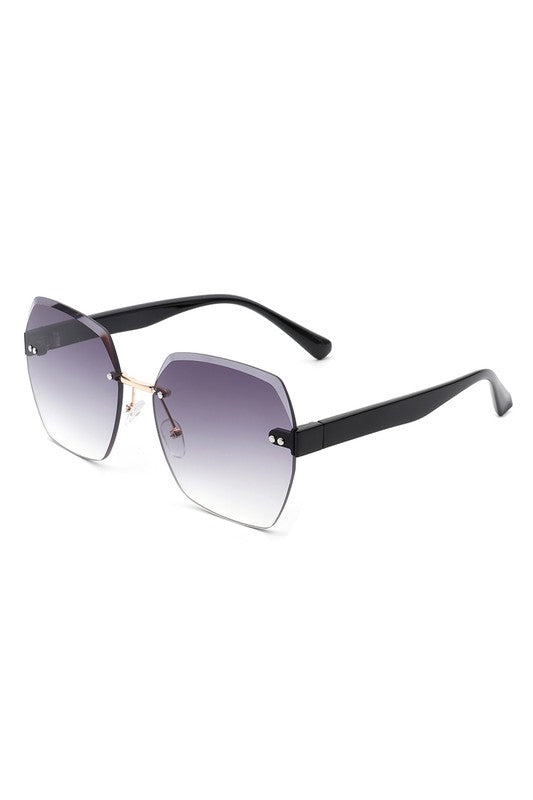 Oversize Square Geometric Rimless Sunglasses