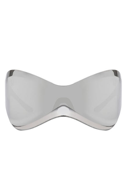 Futuristic Oversized Rimless Wraparound Sunglasses