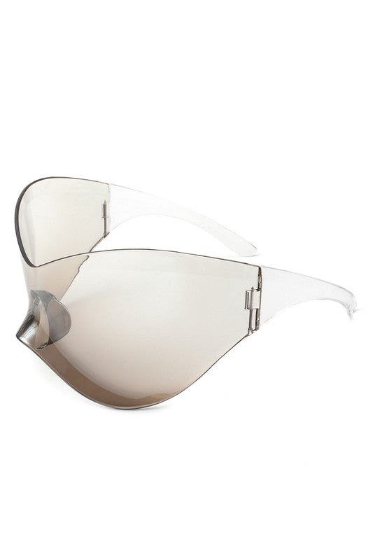 Futuristic Oversized Rimless Wraparound Sunglasses