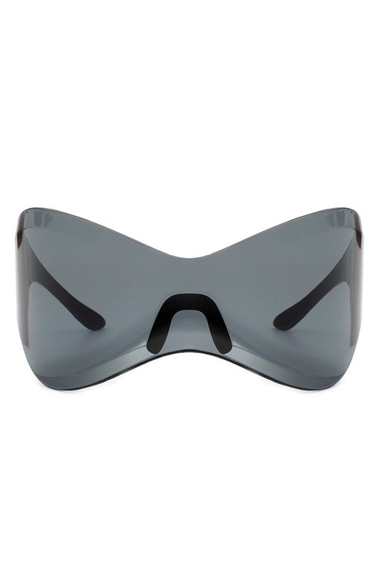 Futuristic Oversized Rimless Wraparound Sunglasses