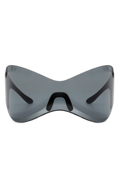 Futuristic Oversized Rimless Wraparound Sunglasses