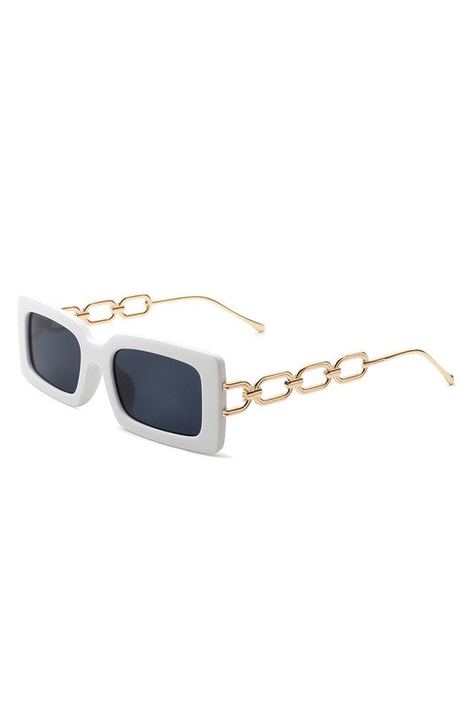 Square Flat Top Chain Link Design Sunglasses