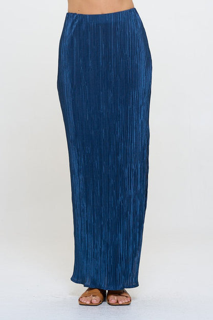 Made in USA Plisse Maxi Skirt with Slit