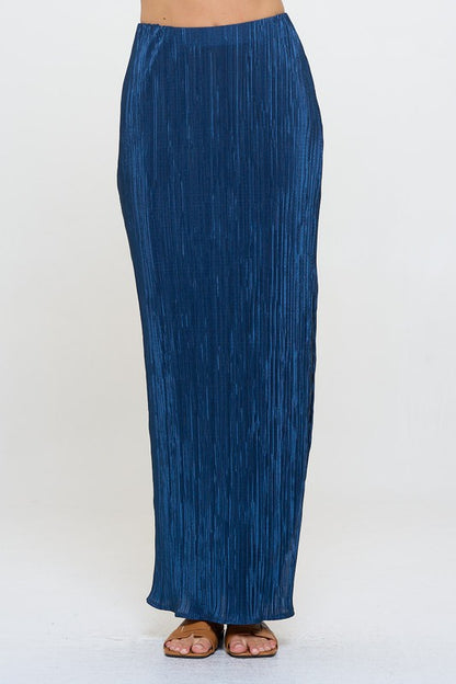 Made in USA Plisse Maxi Skirt with Slit