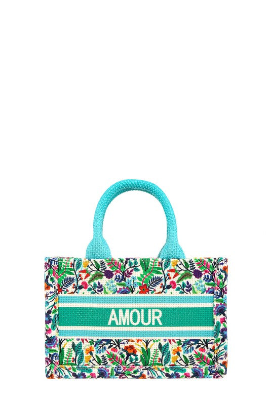 AMOUR Flower Oblique Book Small Tote Bag