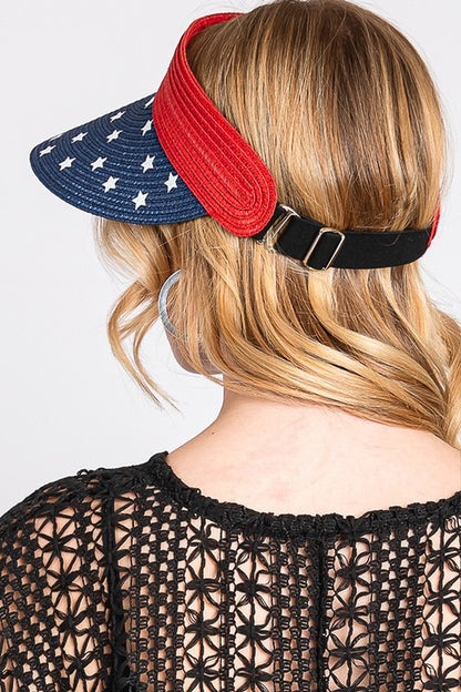 American Flag Roll up Sun Visor With Elastic Band