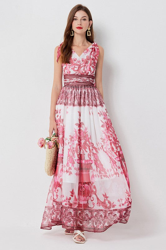 WOMEN FASHION CHIFFON MAXI DRESS