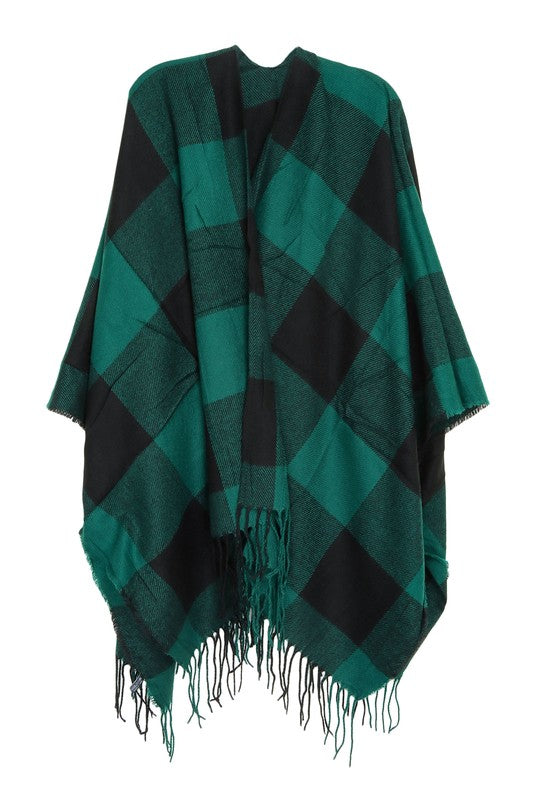 Check Plaid Ruana Poncho