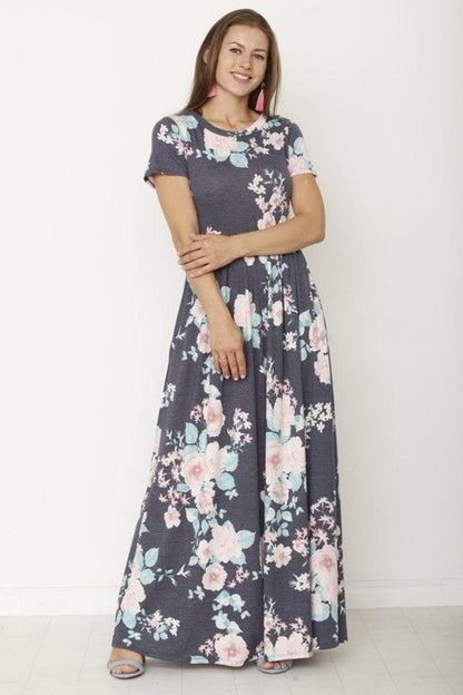 short sleeve maxi dress with hidden pocket