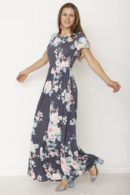 short sleeve maxi dress with hidden pocket